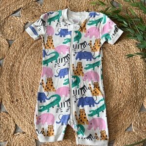 Hanna Andersson 2-Way Zip Shortie Sleeper. Animal Safari. 3T